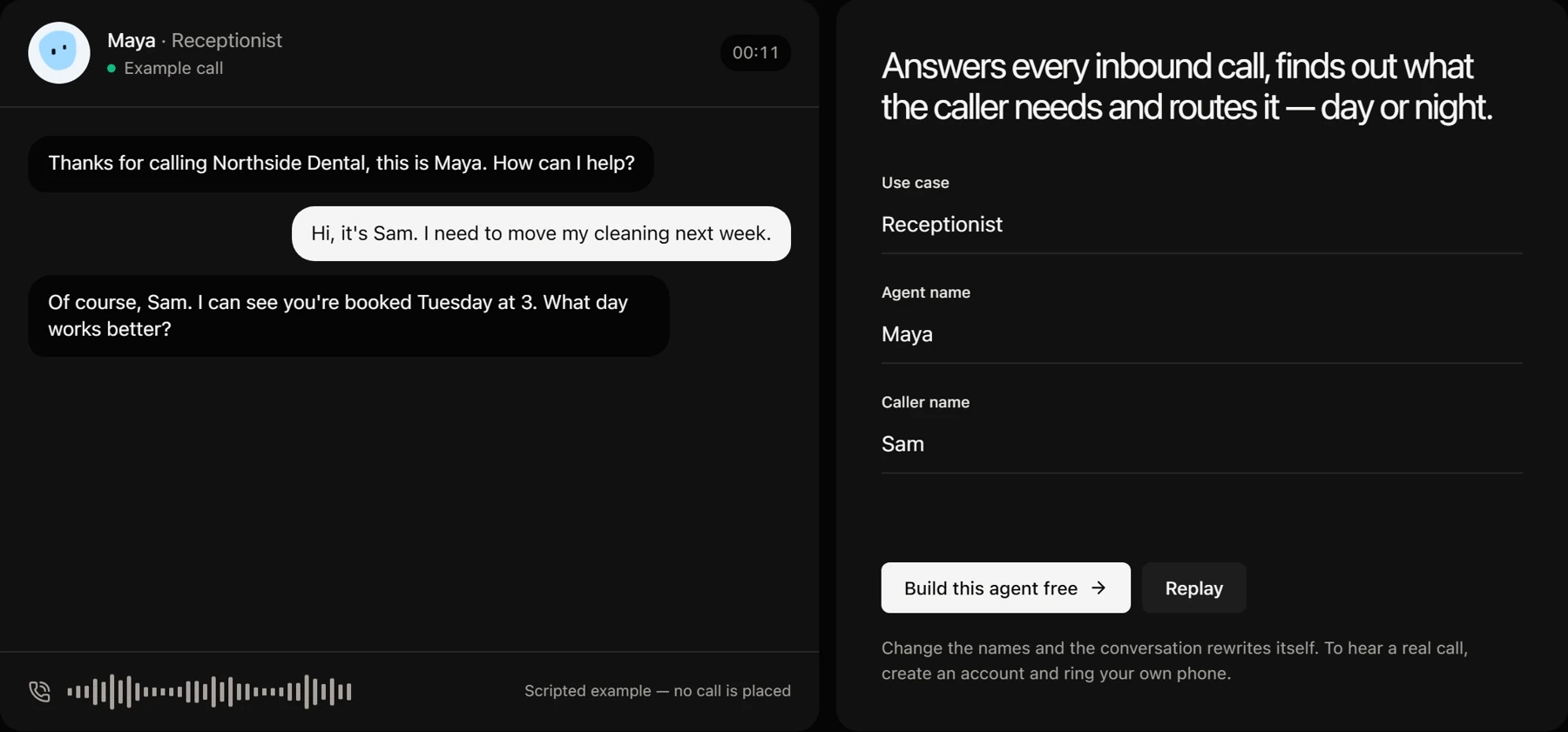 Voice Agent: a live call transcript