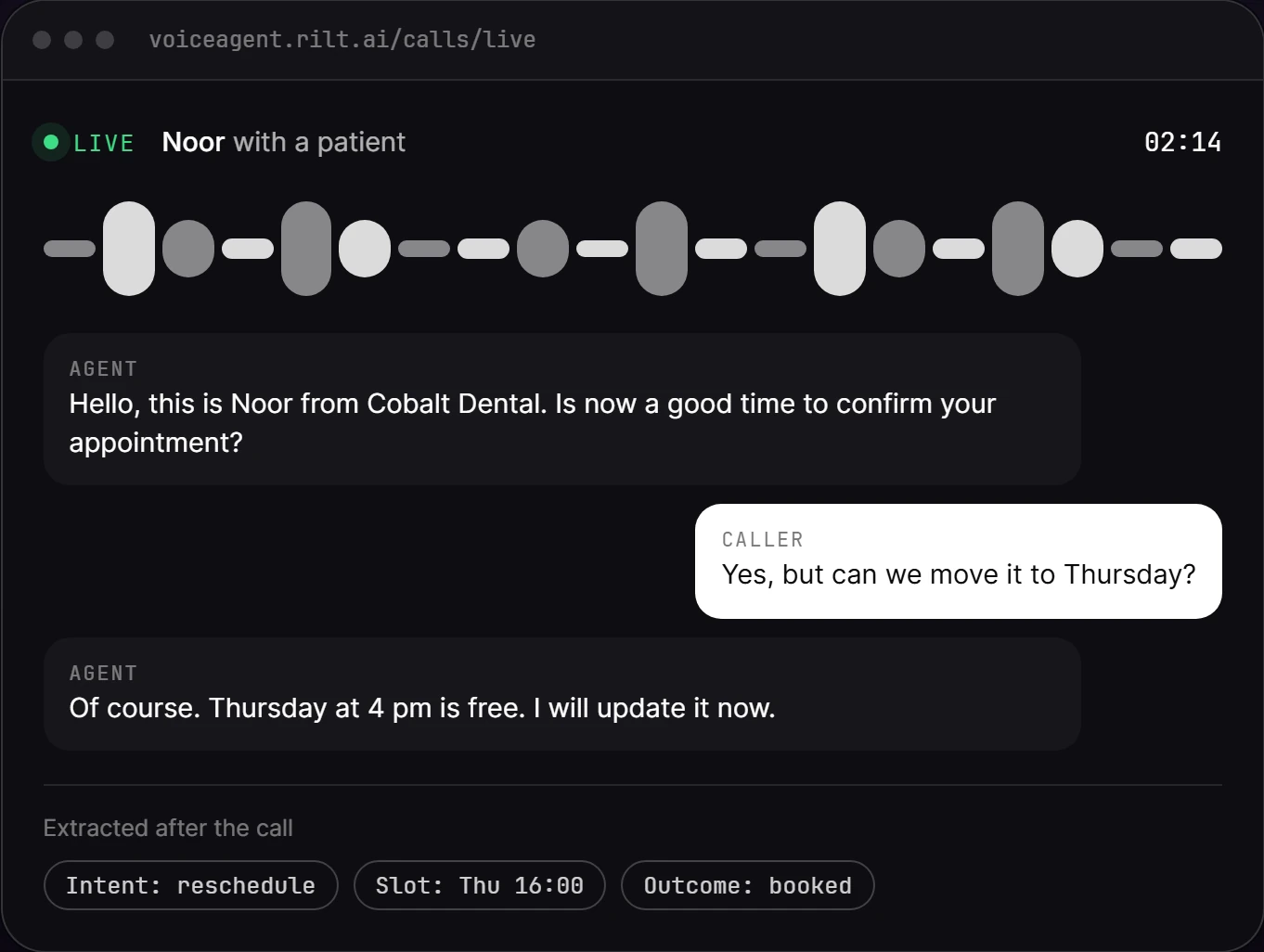 Voice Agent screen